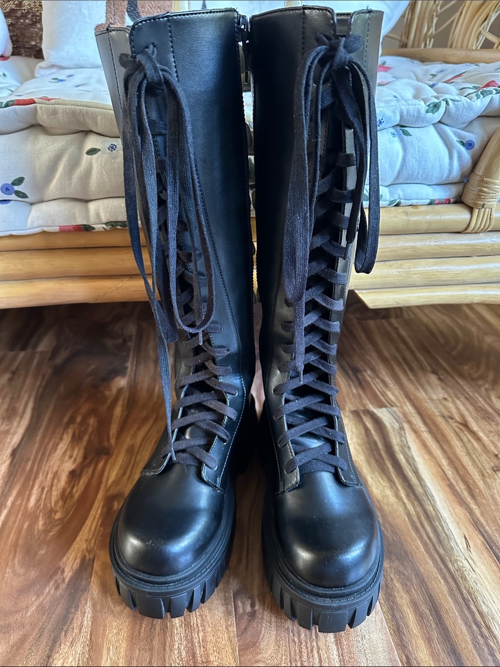 Dolls Kill Halloween Skeleton Knee High Boots Women’s Size 8 - Picture 3 of 15